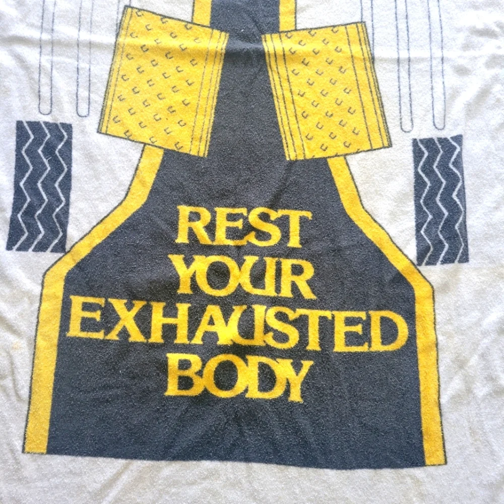 Vintage Midas Beach Towel Cars Muffler Promo 80s Cotton Racing Tires Advertising